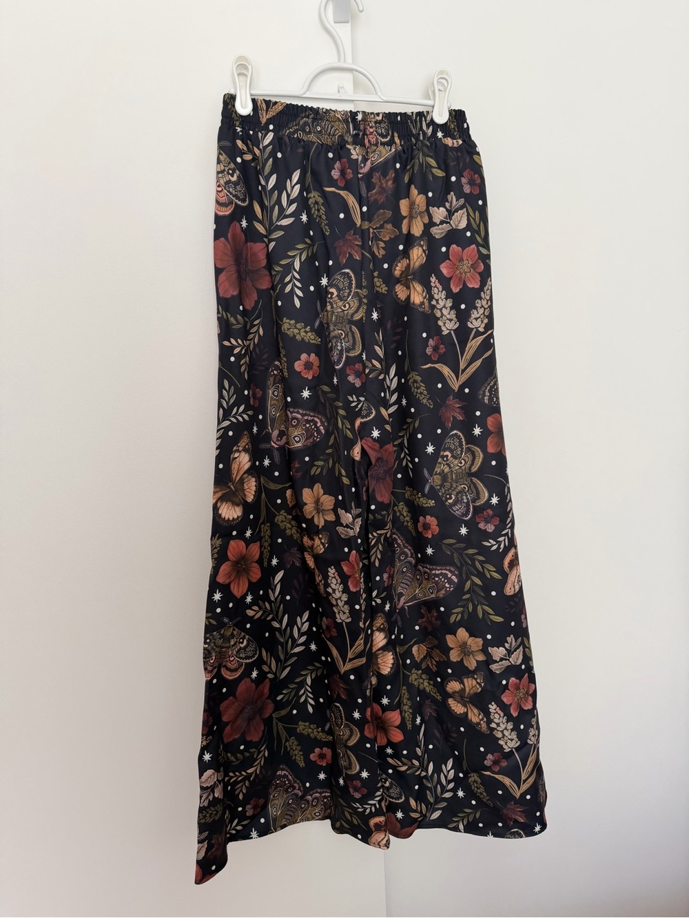 NWT Romwe Butterfly Floral Print Wide Leg Pants Trousers Pull On Palazzo Medium - Picture 7 of 8